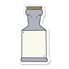 sticker of a quirky hand drawn cartoon potion bottle