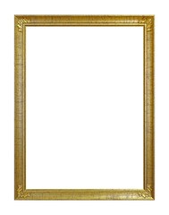 Golden frame for paintings, mirrors or photo isolated on white background