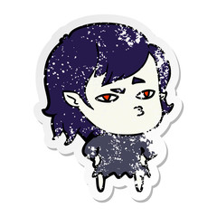 distressed sticker of a cartoon vampire girl