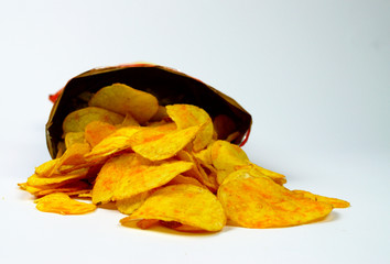 Tasty Crispy Potato Chips in Packet © Swaminathan