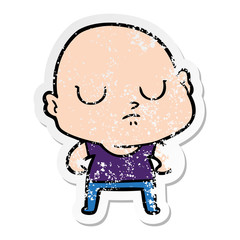 distressed sticker of a cartoon bald man