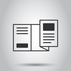 Flyer leaflet icon in flat style. Brochure sheet vector illustration on white background. Booklet flyer business concept.