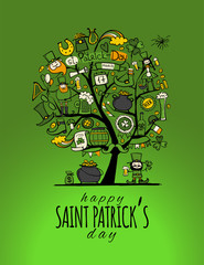 Saint Patrick Day, art tree. Invitation banner for your design