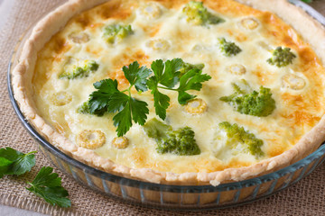Romanesco cauliflower and corn pie