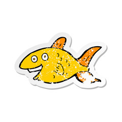 retro distressed sticker of a cartoon fish