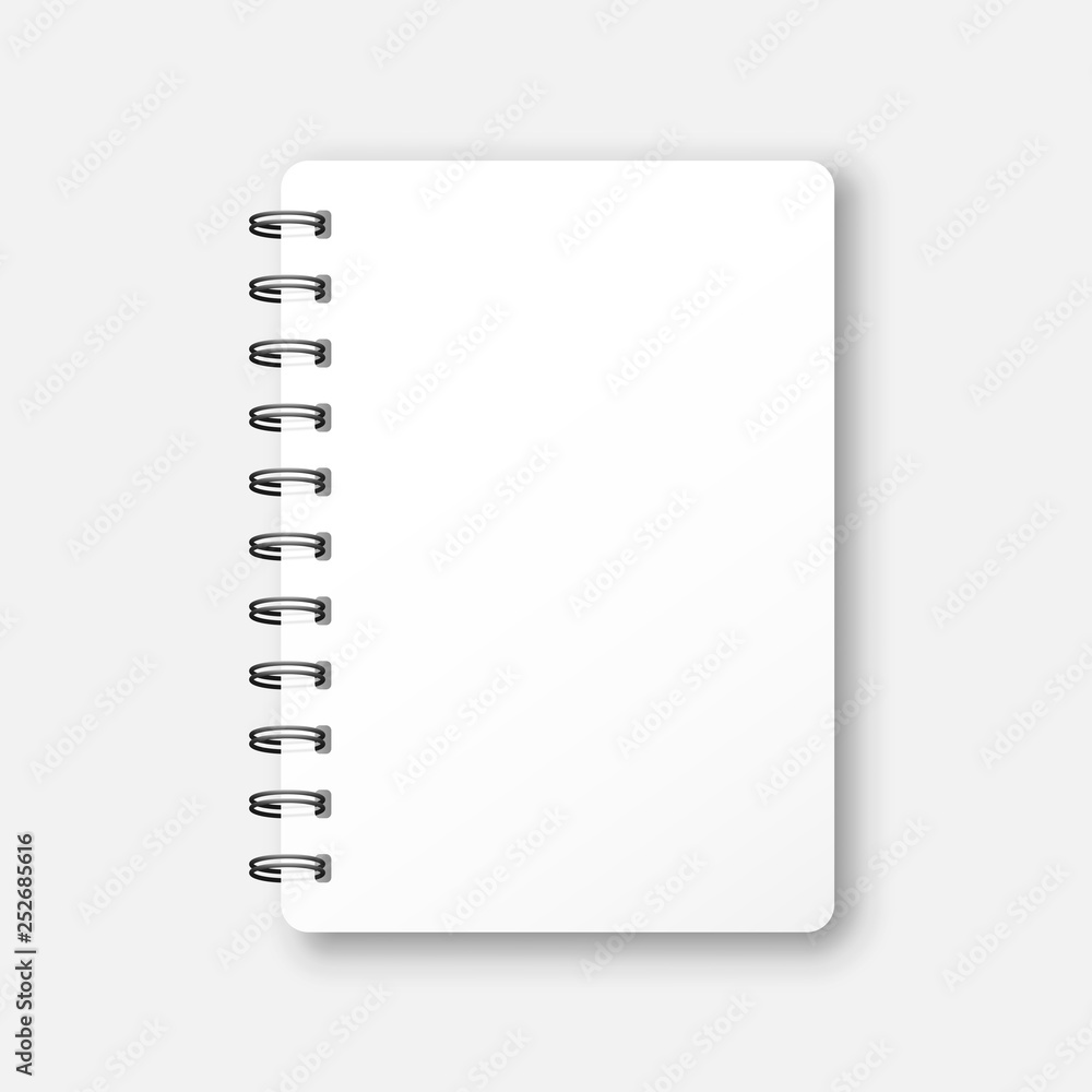 Poster blank mock up notepad icon in flat style. spiral notebook document vector illustration on white isol