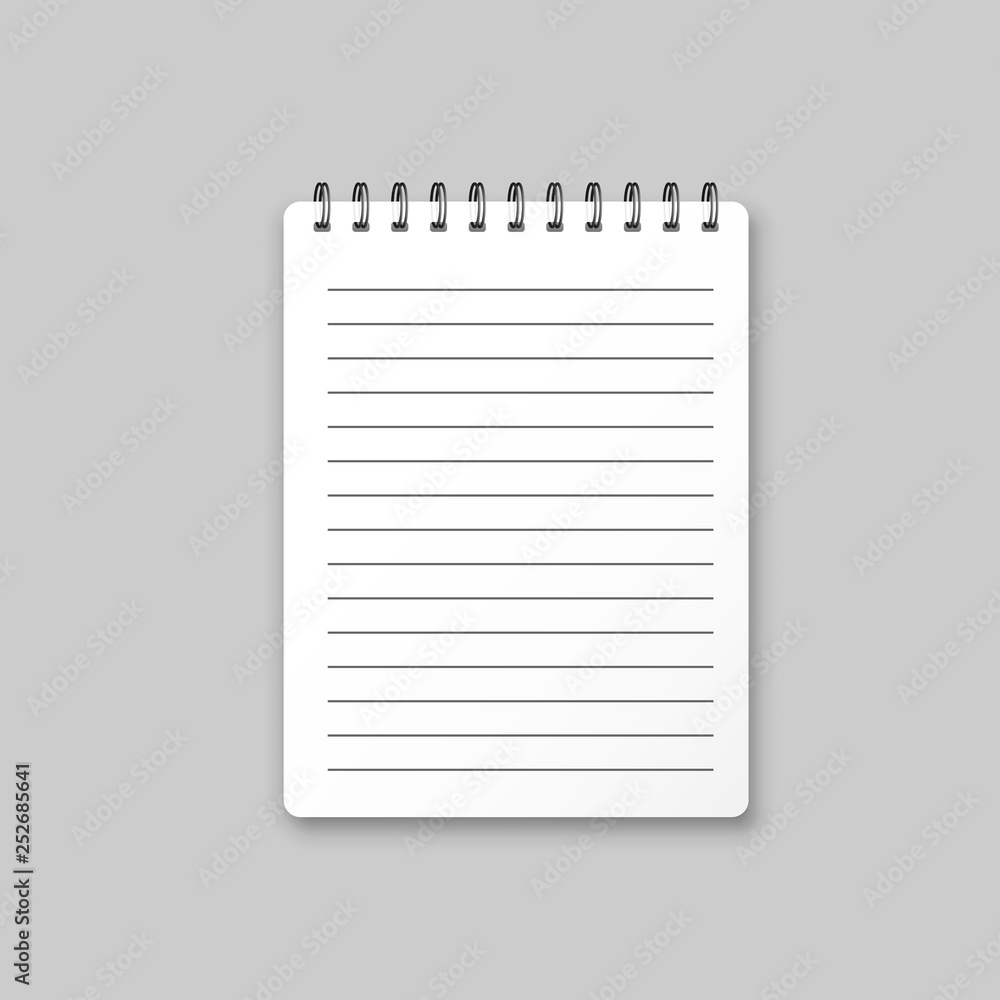 Poster blank mock up notepad icon in flat style. notebook with lined vector illustration on white isolated 