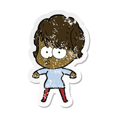 distressed sticker of a cartoon woman