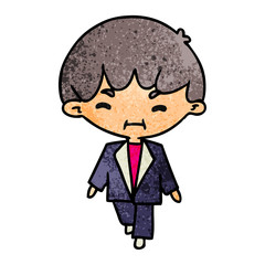 textured cartoon kawaii cute businessman in suit