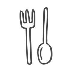 doodle simply fork and spoon, vector illustration