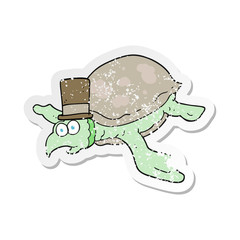 retro distressed sticker of a cartoon turtle