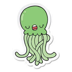 sticker of a cartoon jellyfish