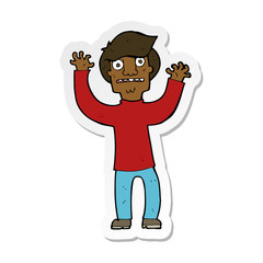 sticker of a cartoon terrified man