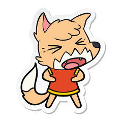 sticker of a angry cartoon fox