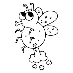 quirky line drawing cartoon fly