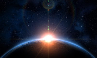 Planet Earth and Sun.