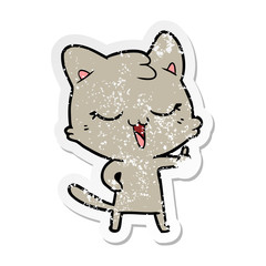 distressed sticker of a cartoon cat