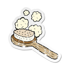 retro distressed sticker of a cartoon old brush