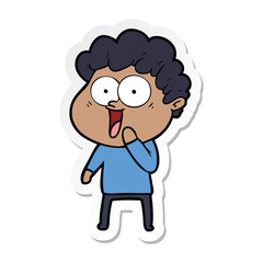 sticker of a cartoon happy man