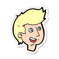 sticker of a cartoon happy boy face