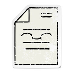 distressed sticker of a cute cartoon sheet of paper