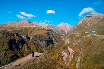 Beautifull mountains of caucasus in Dariali Gorge, Georgia
