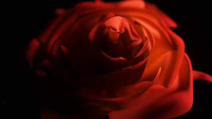Single red rose close up on a black background with a beautiful light shimmering effect ed illustration