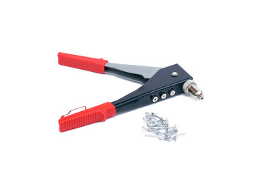 Riveter close up on a white isolated background