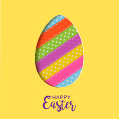 Happy Easter card with lettering, cut out Easter egg