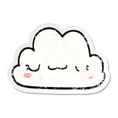 distressed sticker of a cute cartoon cloud
