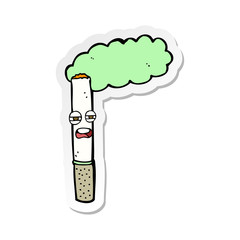 sticker of a cartoon happy cigarette