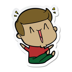 sticker of a cartoon happy man