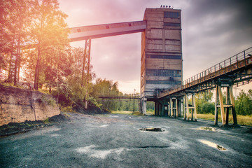 Industrialism in Silesia. Post-mining landscape, industrial remains of mines. Residues from heavy...