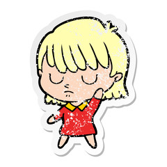 distressed sticker of a cartoon woman