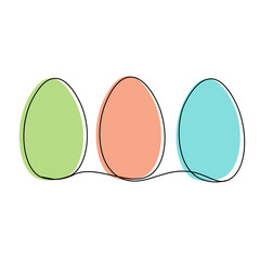 Easter eggs one line drawing isolated, vector illustration.