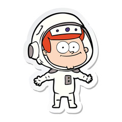 sticker of a happy astronaut cartoon