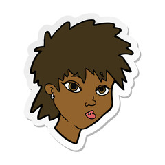 sticker of a cartoon curious girl