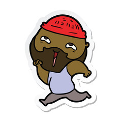 sticker of a cartoon happy bearded man