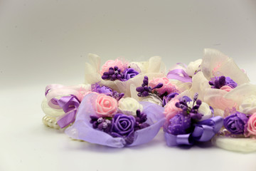 A bouquet of beautiful flowers on a white background in honor of the women's holiday. . March 8