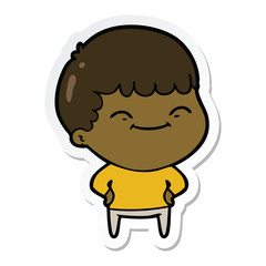 sticker of a cartoon happy boy