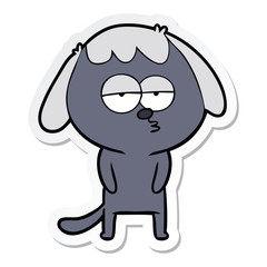 sticker of a cartoon tired dog