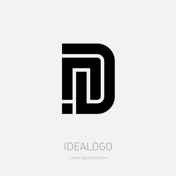 Letter N and D logo design. Minimal monochrome monogram symbol. Premium business logotype. ND - Elegant universal vector sign. Graphic symbol for corporate business identity.