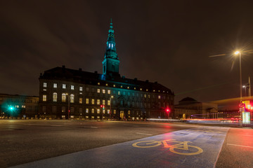 Christiansborg at night during the light festival