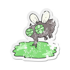 retro distressed sticker of a cartoon gross fly