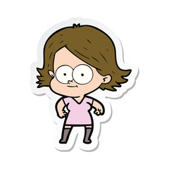 sticker of a happy cartoon girl