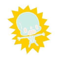 cartoon kawaii electrocuted skeleton