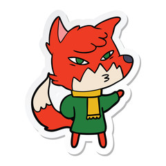 sticker of a clever cartoon fox
