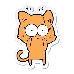 sticker of a cartoon surprised cat