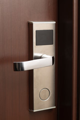  Hotel room electronic lock with key card.