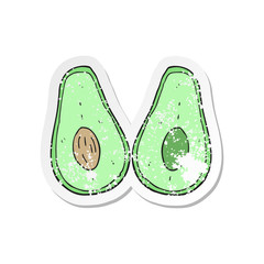 retro distressed sticker of a cartoon avocado
